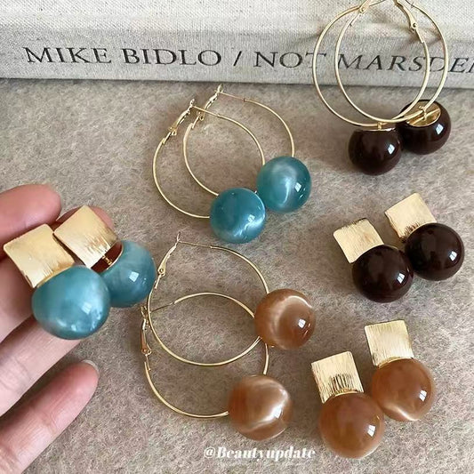 Orecchini a perno tondi in resina minimalista con perni in argento 925 da donna — Gioielli per l'orecchio geometrici, alla moda, da ufficio, versatili per tutti i giorni, leggeri e di lusso
