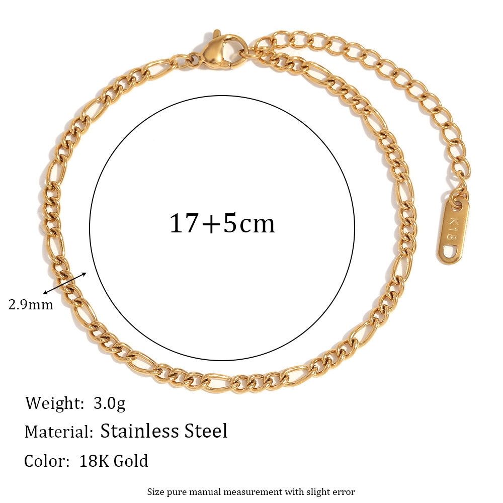 Bracciale Figaro Geometria Minimalista alla Moda da Donna in Acciaio Inossidabile con Placcatura in Oro 18K