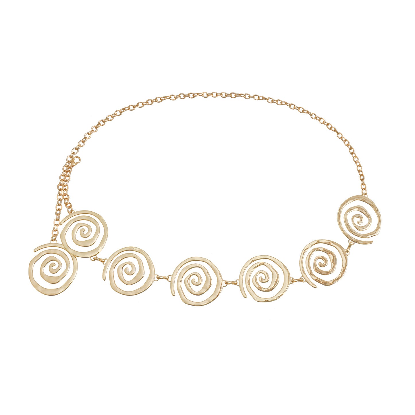Punk-Style Irregular Spiral Metal Waist Chain for Women with Geometric Design and Painted Finish