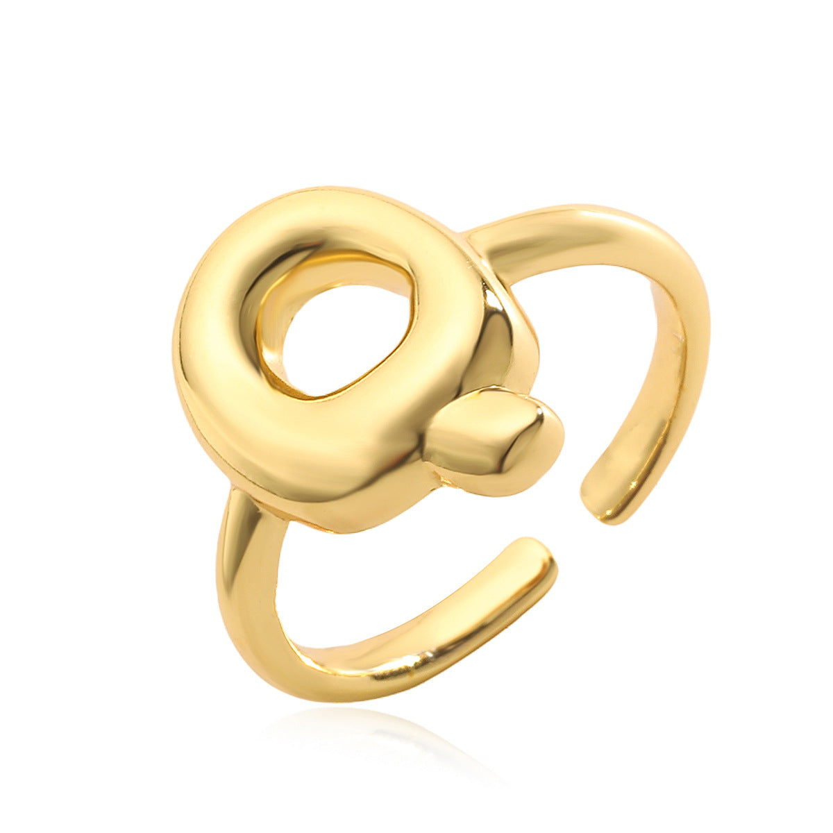 Anello da donna minimalista a lettera geometrica in rame placcato oro 18 carati con fascia aperta regolabile
