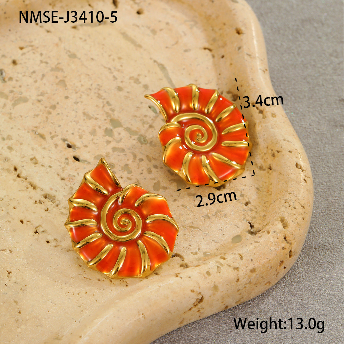 Pendientes de Acero Inoxidable con Forma de Concha Marina, Inspirados en el Océano, con Baño de Oro de 18K para Mujer