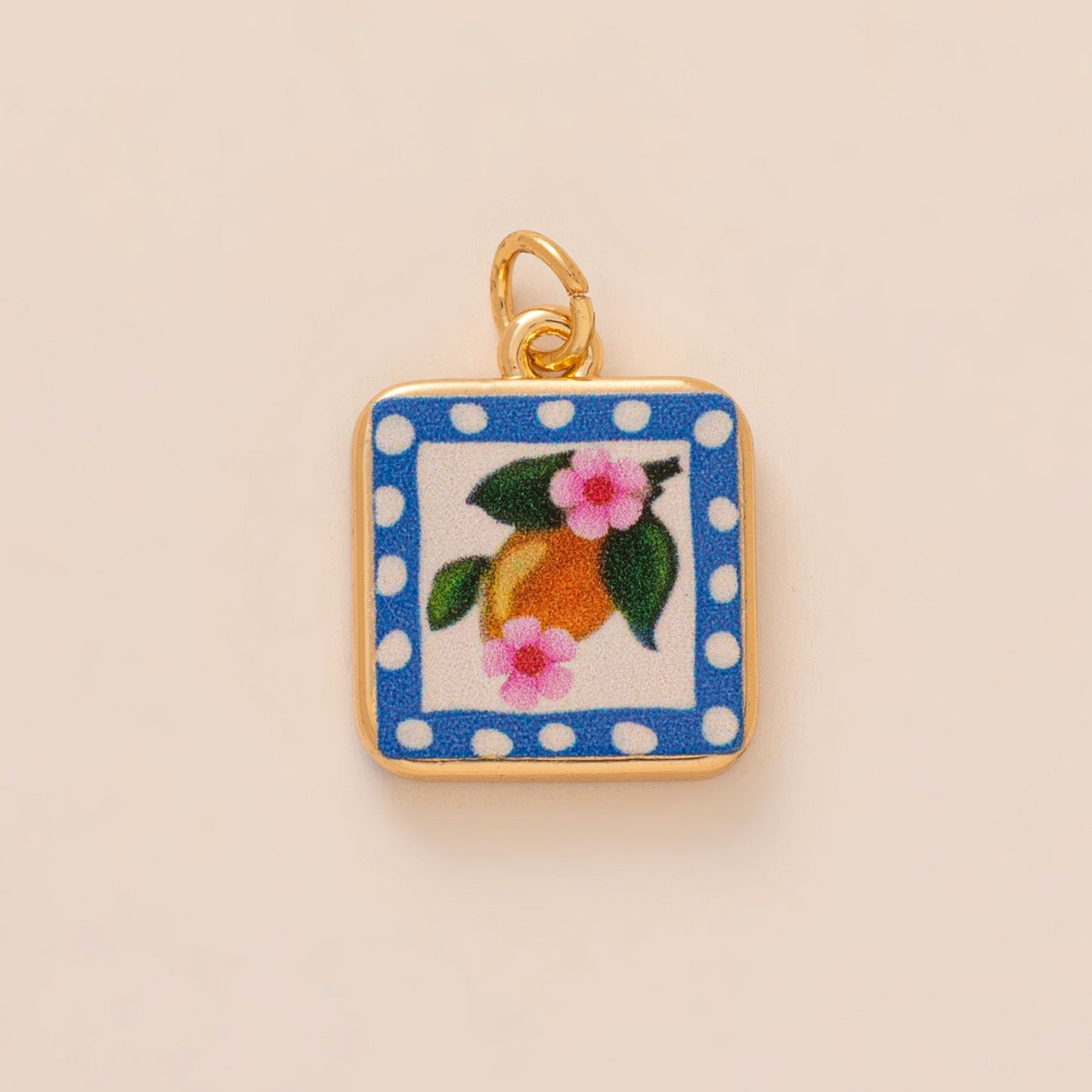 Sweet Floral Brass Plated Drip Oil Painted Cherry Boot Charm Bar Pendant DIY Accessory