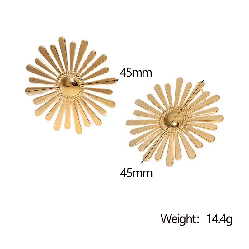 Orecchini a perno da donna in acciaio inossidabile vintage, minimalisti, floreali, a foglia con finitura placcata