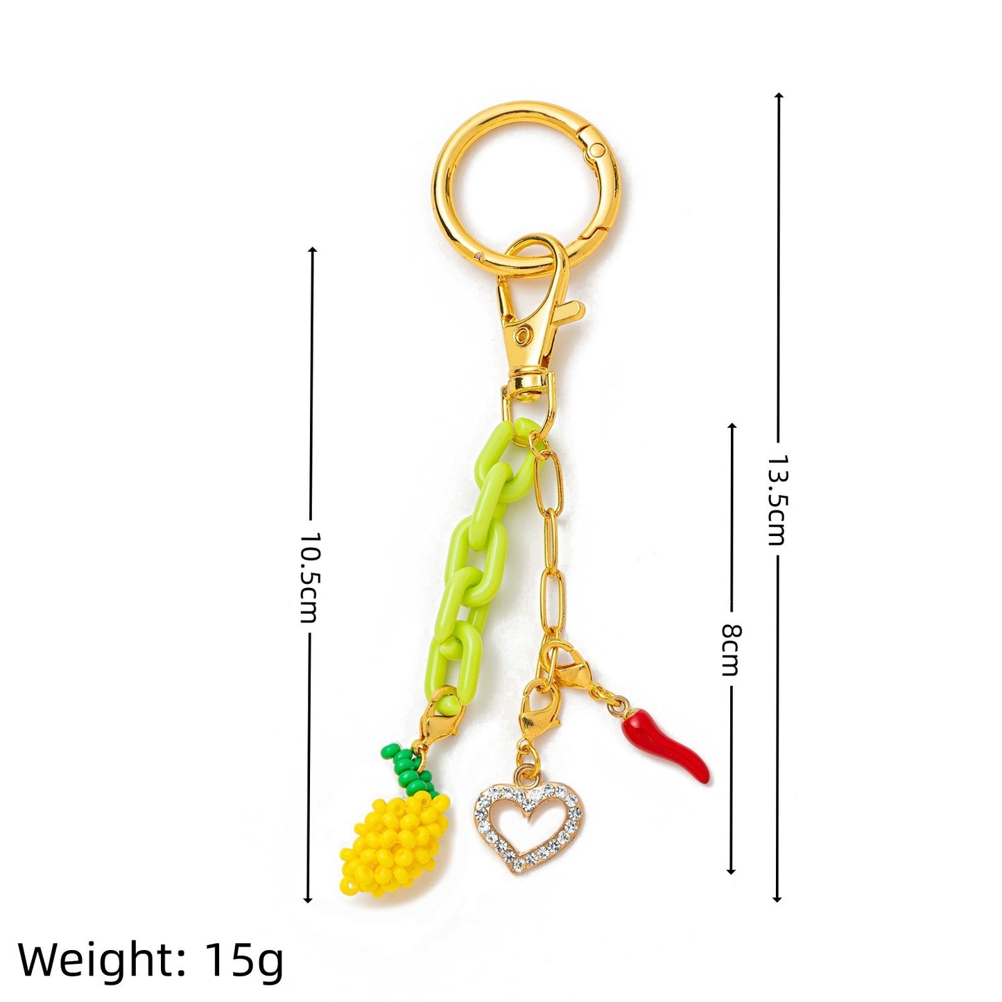 Vintage Elegant Geometric Cherry Heart Teardrop Bell Alloy Plated Bag Charm