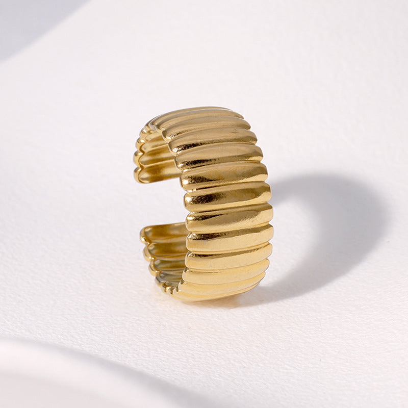 Minimalist Geometric Stainless Steel Finger Ring with Plating Finish for Women