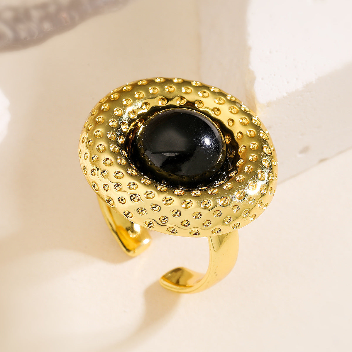 Anello Aperto Geometrico Vintage da Donna in Ottone con Placcatura in Oro 18K, Forma Irregolare, Alla Moda e Versatile