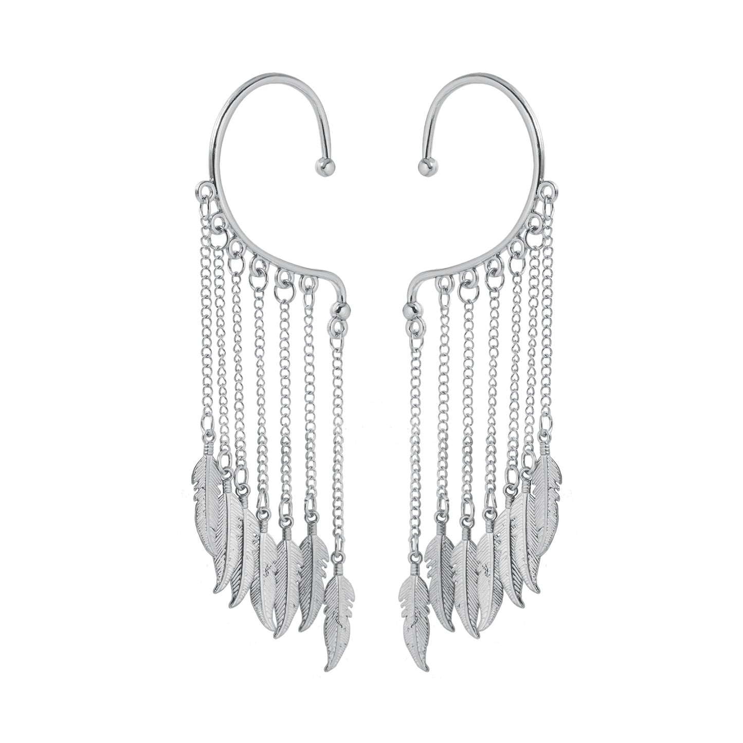 Vintage Leaf Plated Alloy Tassel Ear Cuff for Women