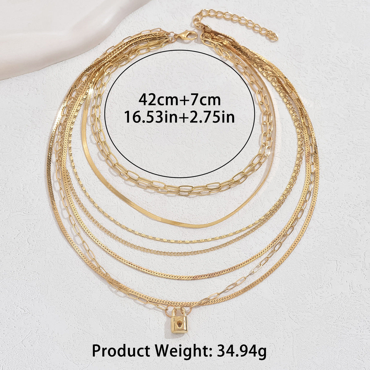 Collar Colgante Geométrico en U de Lujo Minimalista para Mujer con Cadena de Aleación de Zinc y Acabado Electrochapado