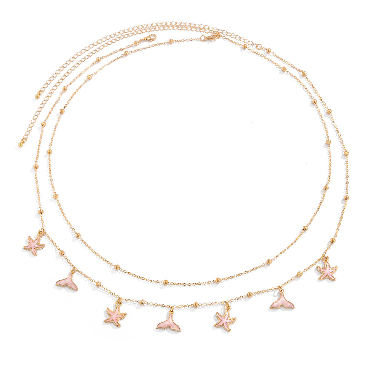 Casual Double Layer Star and Mermaid Tail Alloy Body Chain for Women