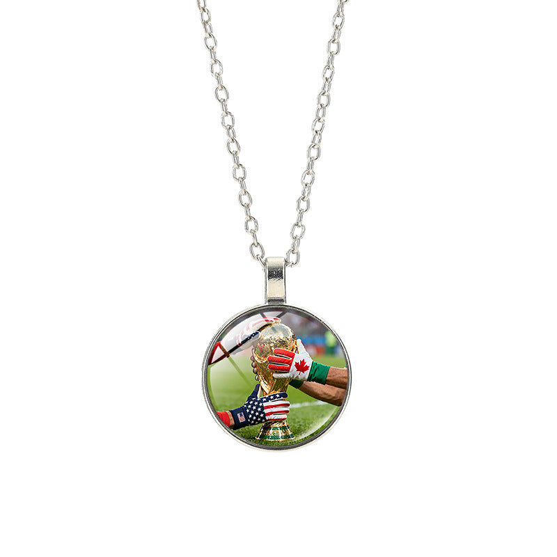 Collana sportiva casual in lega placcata argento con pendente in cristallo unisex