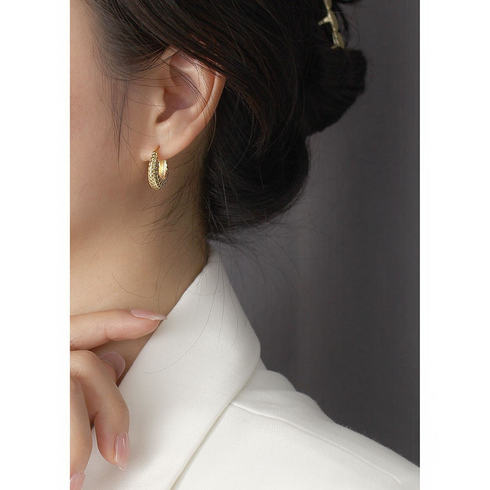 Minimalist Geometric U-Shaped S925 Sterling Silver Earrings with Plated Finish