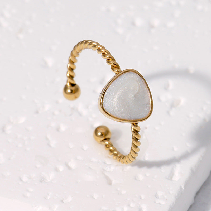 Anello da donna minimalista geometrico in acciaio inossidabile placcato oro, fascia aperta regolabile, anello alla moda