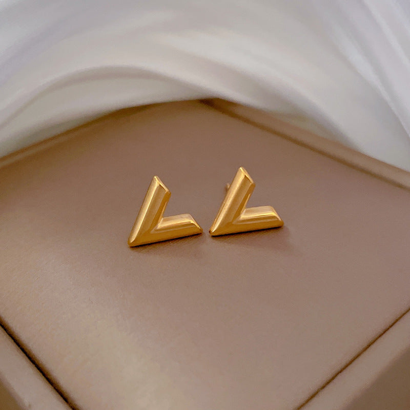 Minimalist Titanium Steel Geometric Stud Earrings for Women