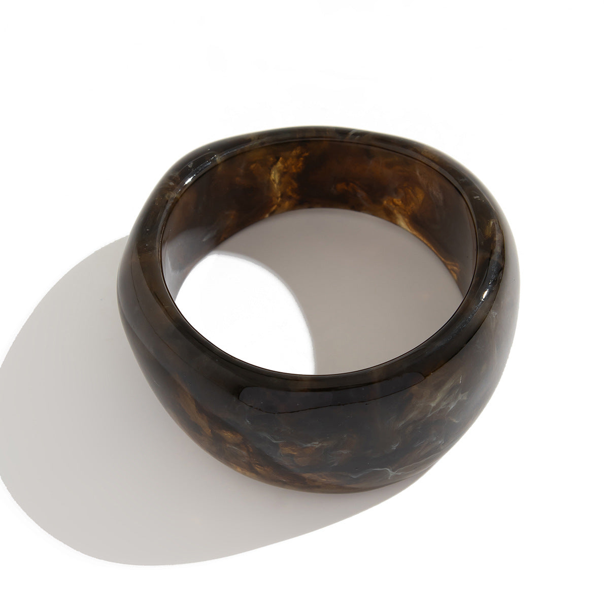 Vintage-Inspired Irregular Resin Wide Bracelet with Geometric Design for Women