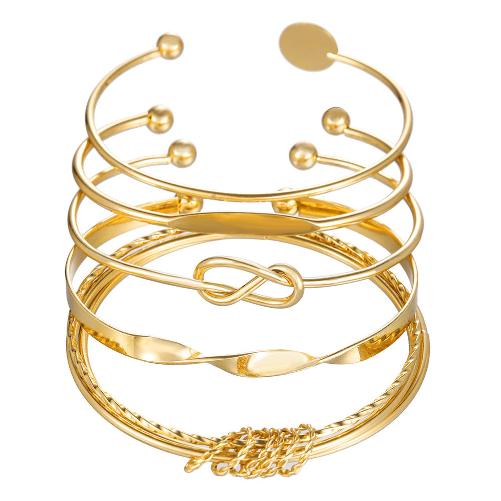 Bohemian Multi-Layer Plated Alloy Bracelet Set for Women