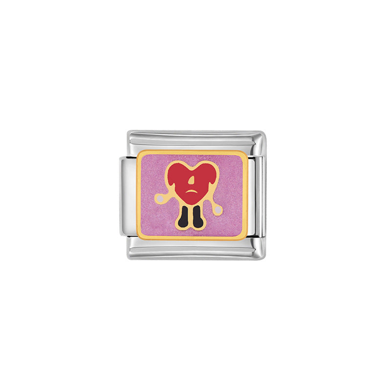 Sweet Cartoon Plated Stainless Steel DIY Charm Bar Bracelet Unisex