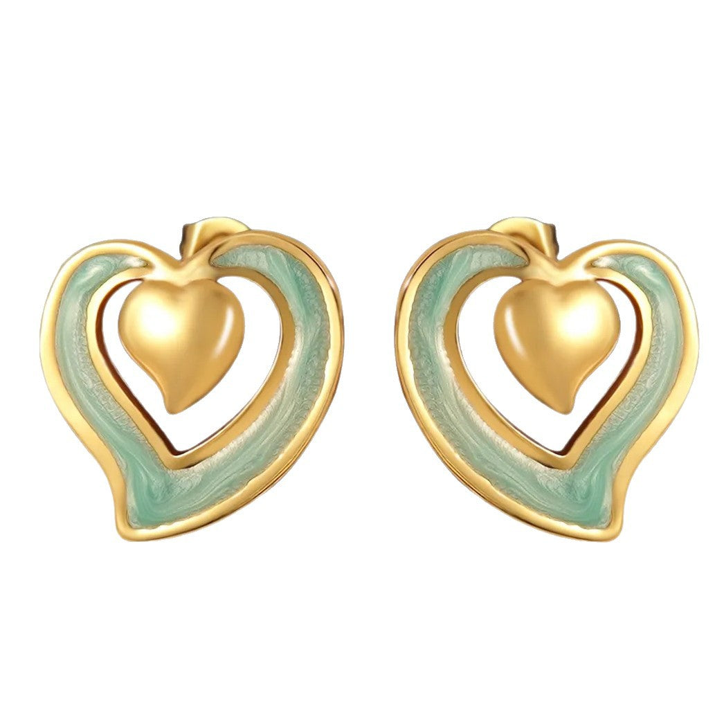 Orecchini da Donna in Acciaio Inossidabile con Cuore Drip Oil Lusso Casual