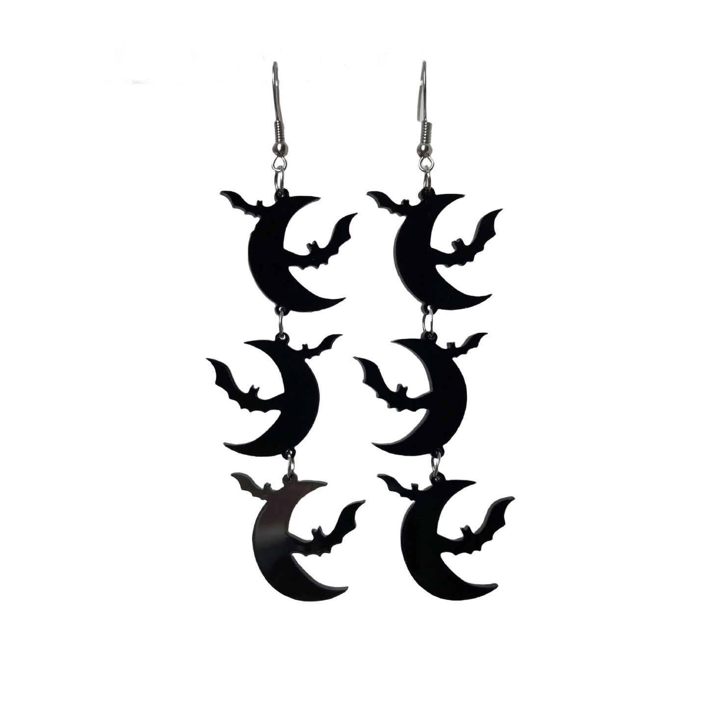 Pendientes góticos de Halloween con diseño de murciélago, telaraña, fantasma y calavera, diseño recortado de acrílico para mujer