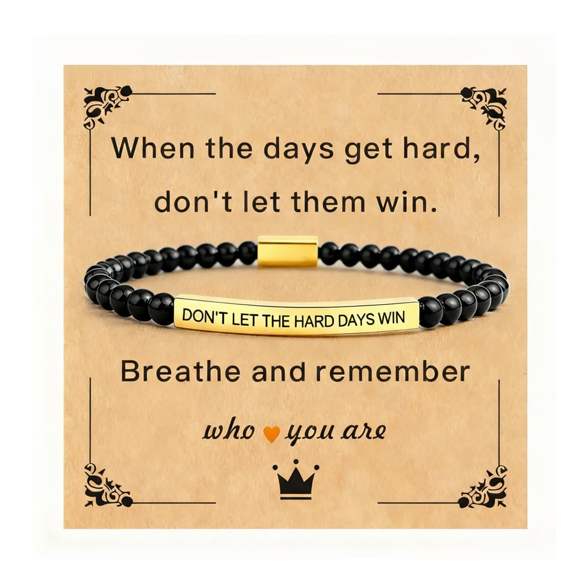 Minimalist Stainless Steel Bracelet with Black Matte Beads Blue Turquoise and Laser Engraved Gold Tube Charms Unisex Geometric Letter Jewelry