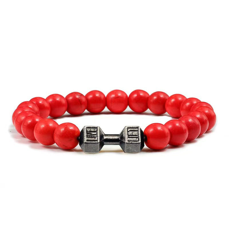 Fashion Matte Plated Alloy Beaded Bracelet Unisex Elastic Yoga Energy Bangle
