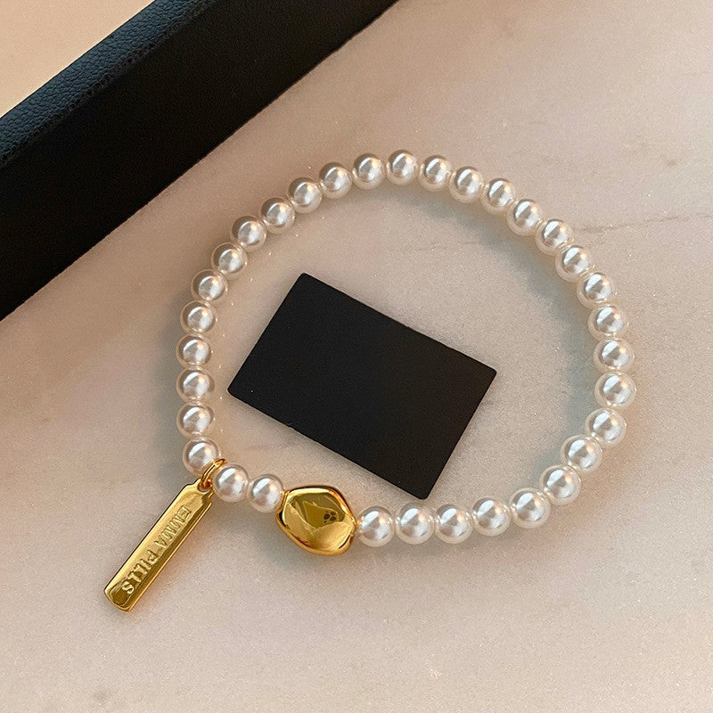 Bracciale a forma di stella, stile vintage francese elegante, con perle e zirconi, per donne, gioiello minimalista di lusso