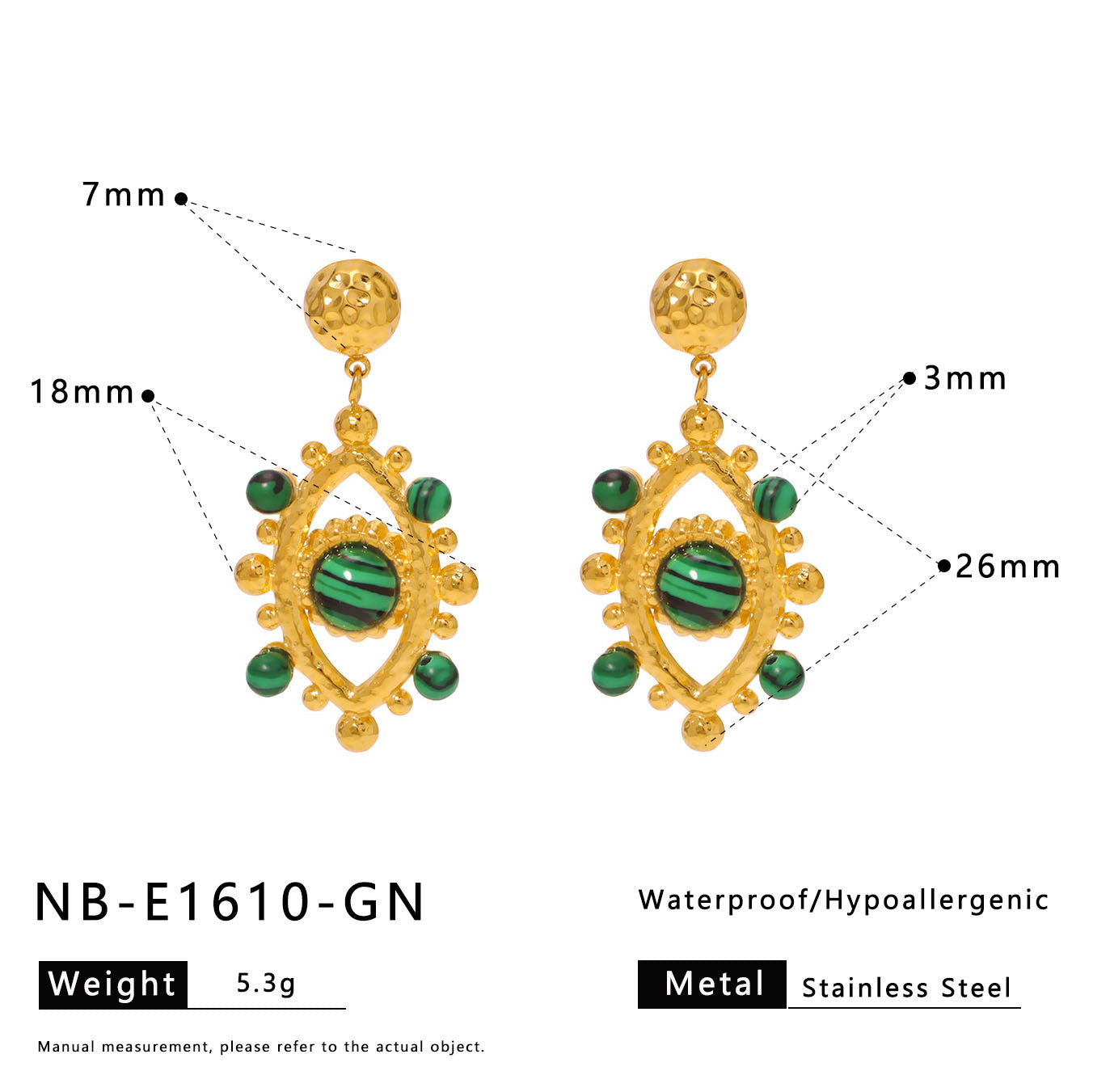 Minimalist Geometric Eye-Shaped Stainless Steel Earrings with Pearl Accents and 18K Gold Plating
