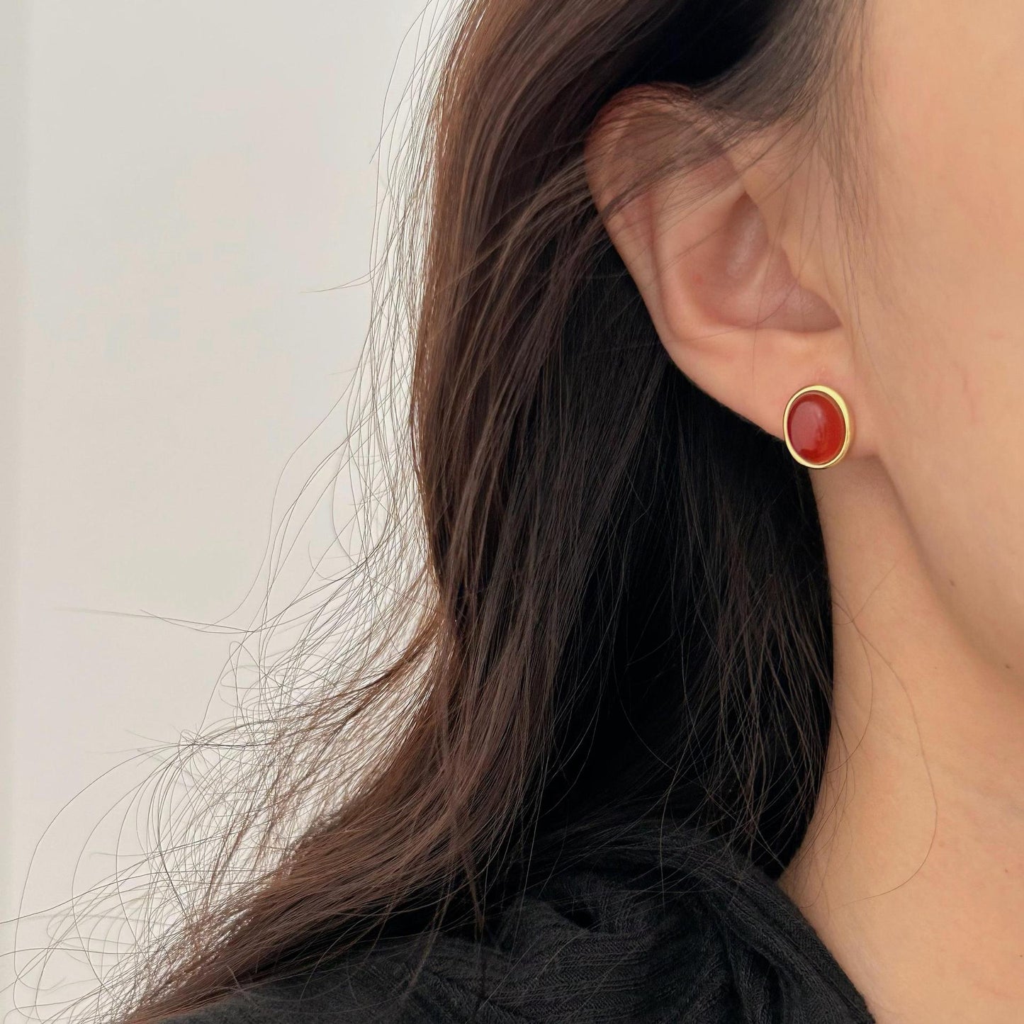 Pendientes Minimalistas de Agata con Forma de Gota y Plata de Ley 925