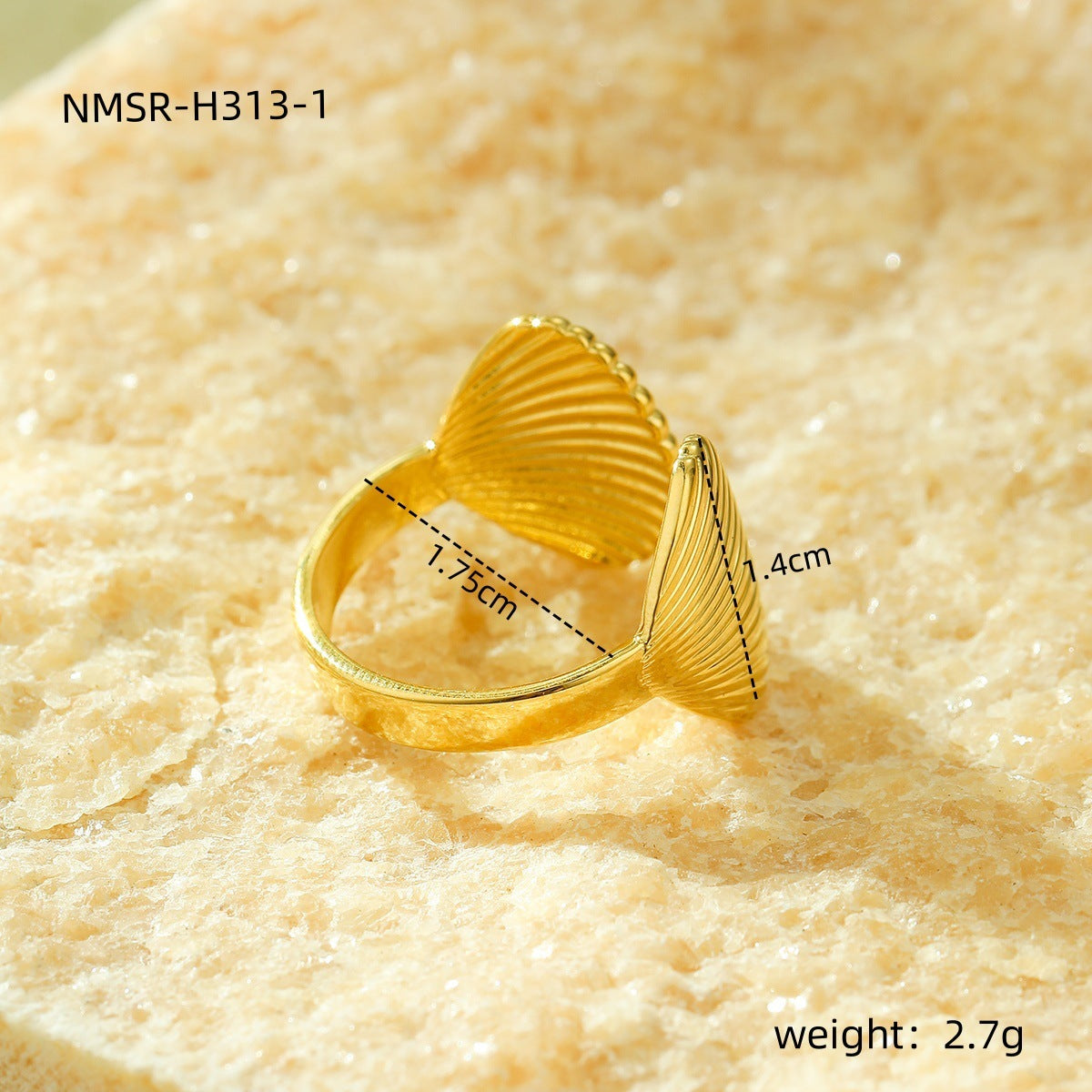 Anello da donna in acciaio inossidabile a forma di stella marina e conchiglia, con finitura galvanica