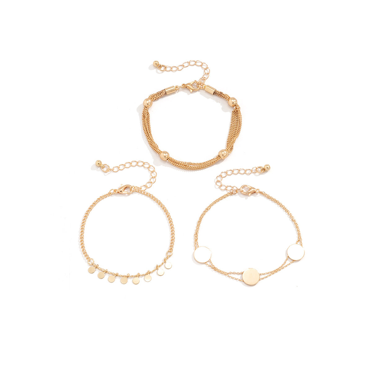 Set de pulseras geométricas vintage con borlas para mujer con cadenas de aleación y acabado chapado