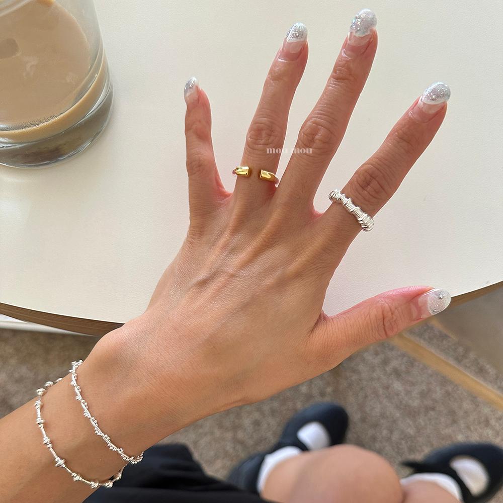 Minimalist Sweet 925 Sterling Silver Geometric Open Ring for Women
