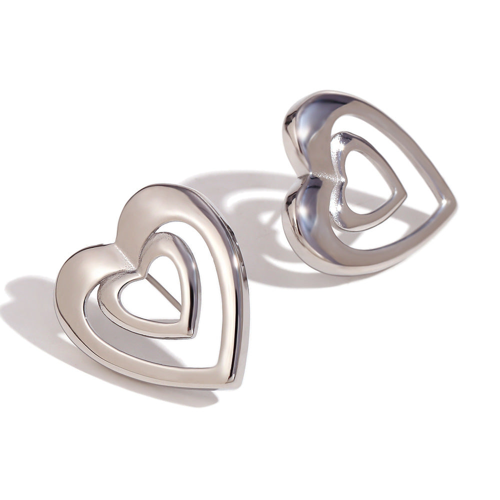 Collana Pendente a Cuore Vuoto Minimalista di Tendenza per Donna in Acciaio Inossidabile con Placcatura in Oro 18K
