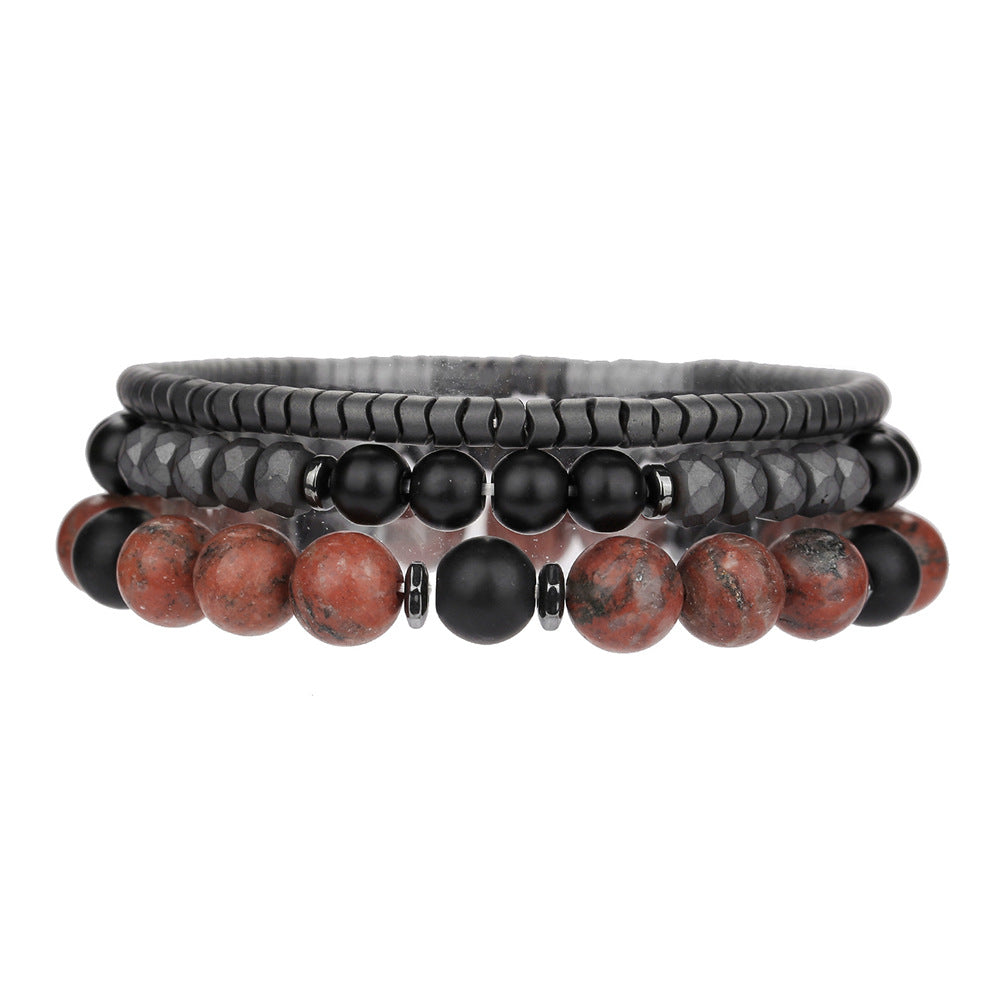 Fashion Handmade Round Hematite Beaded Bracelet with Crystal Accents for Men and Women