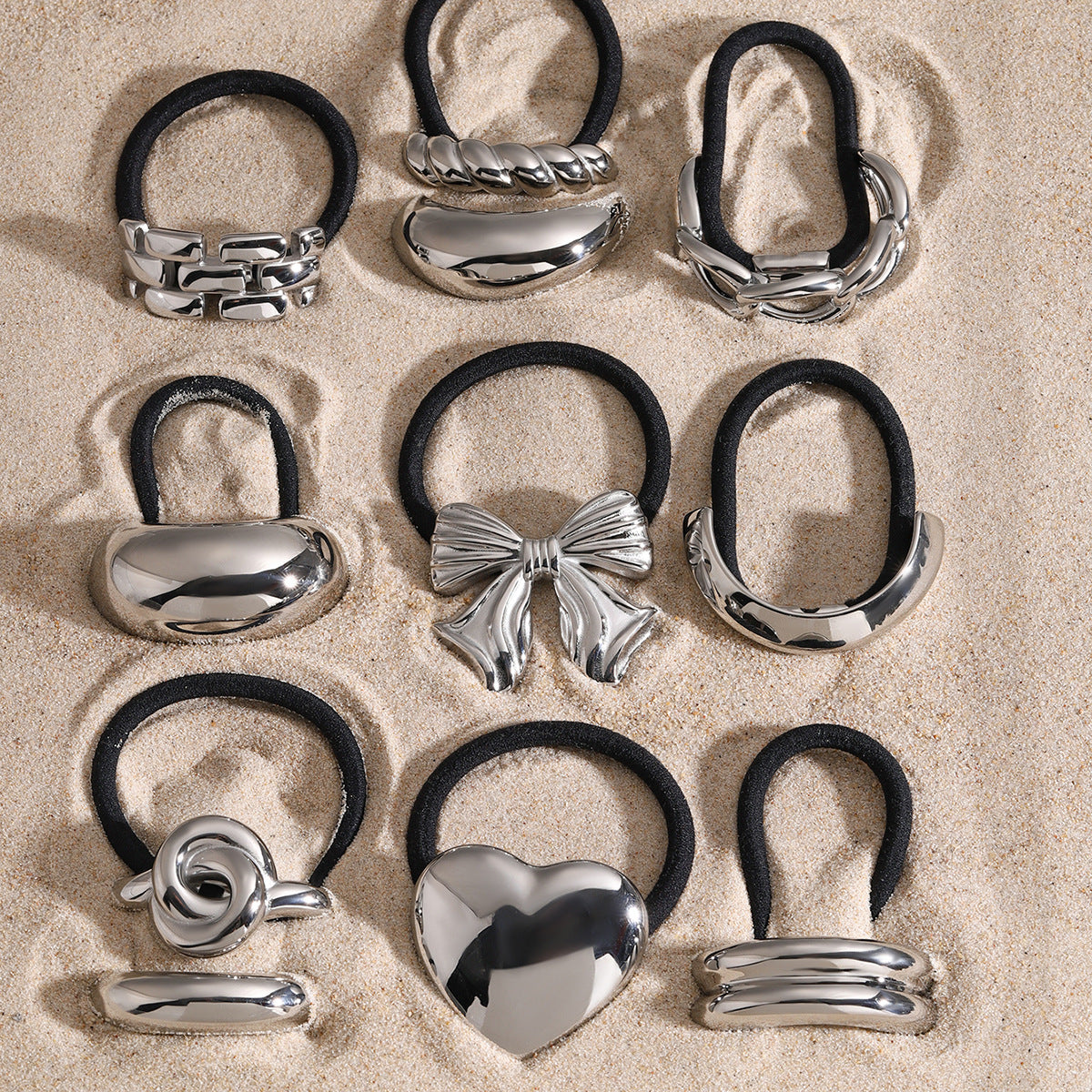 Minimalist Geometric Stainless Steel Hair Tie with Plated Finish for Ponytail