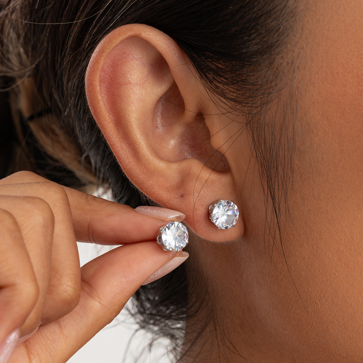 Minimalist Teardrop Geometric Cubic Zirconia Stainless Steel PVD Clip-on Earrings for Women