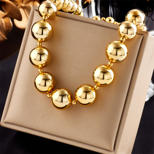 Collana con perline in acciaio al titanio minimalista geometrica alla moda allungabile alla clavicola con finitura galvanica