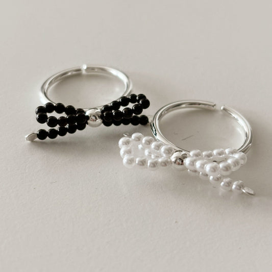 Minimalist Bow-Shaped 925 Sterling Silver Adjustable Bamboo-Knuckle Ring for Women