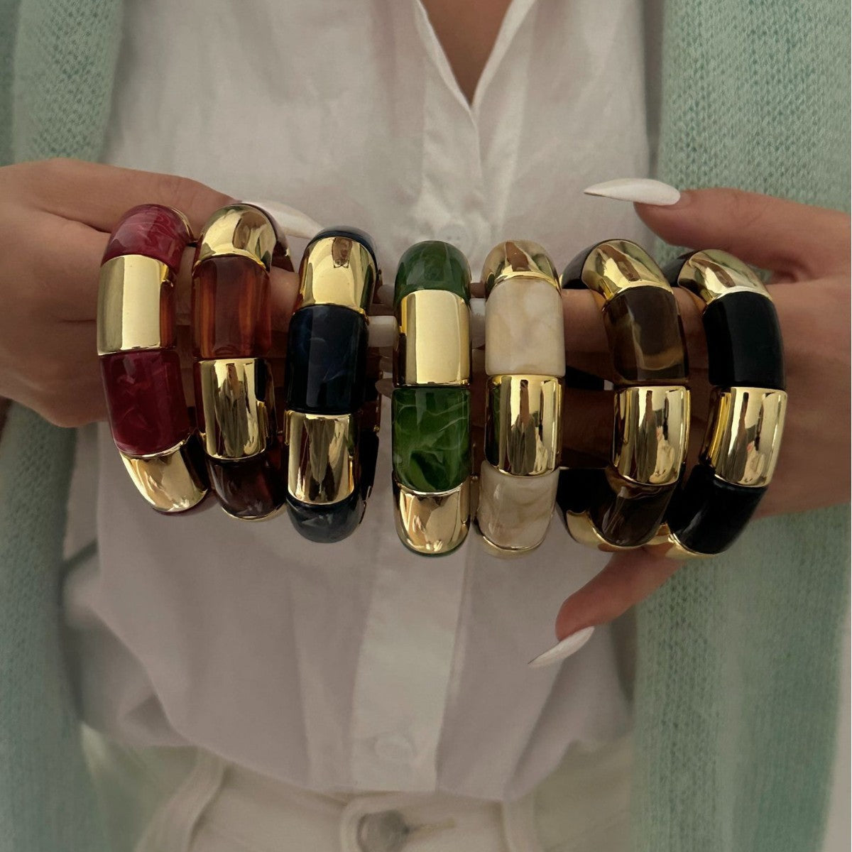 Vintage Square Drip Oil Acrylic Bracelet