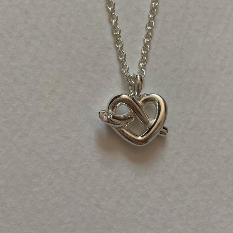 Minimalist Heart-Shaped 925 Sterling Silver Necklace with Plated Finish, Snake Chain Style for Women