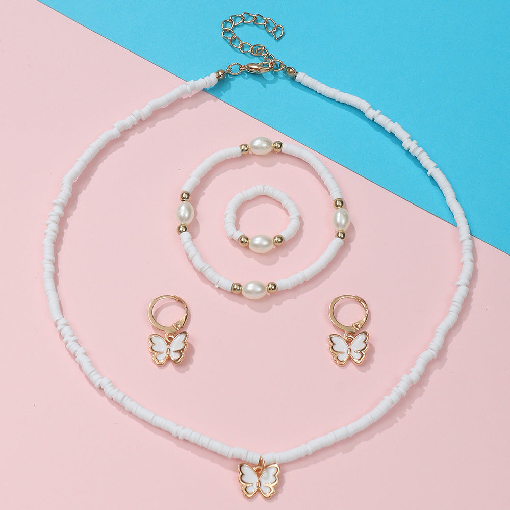 Collana con Ciondolo a Farfalla Minimalista da Ragazza in Resina con Charm in Lega su Catena Box
