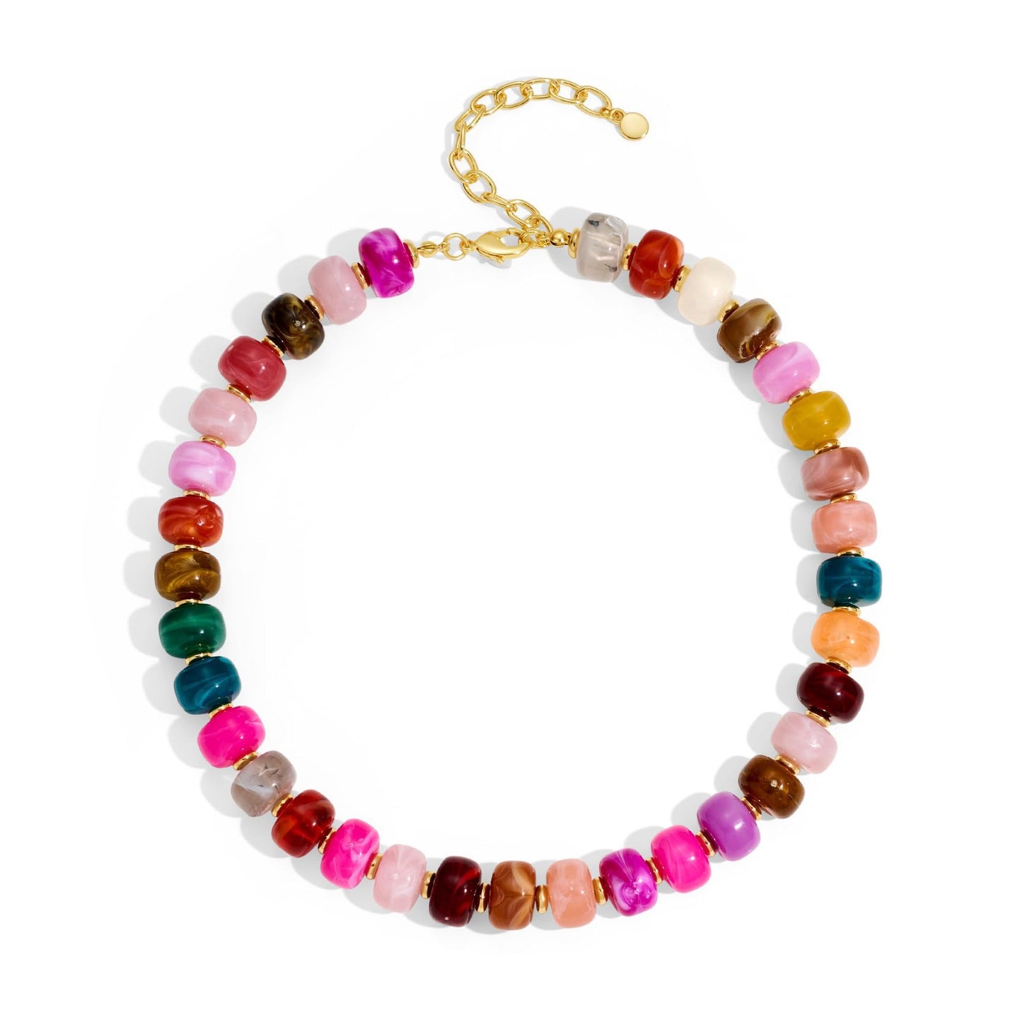 Luxury Geometric Heart Acrylic Pendant Necklace Colorful Beads Chain for Women
