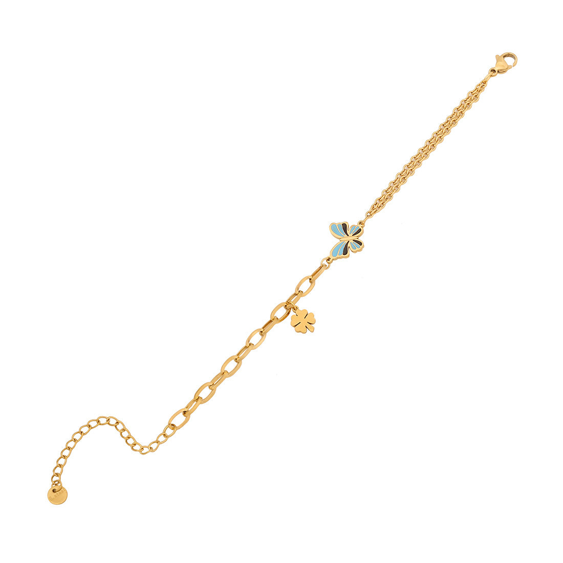 Bracciale da donna in acciaio inossidabile con farfalla e stella smaltate, motivi delfino e pesce