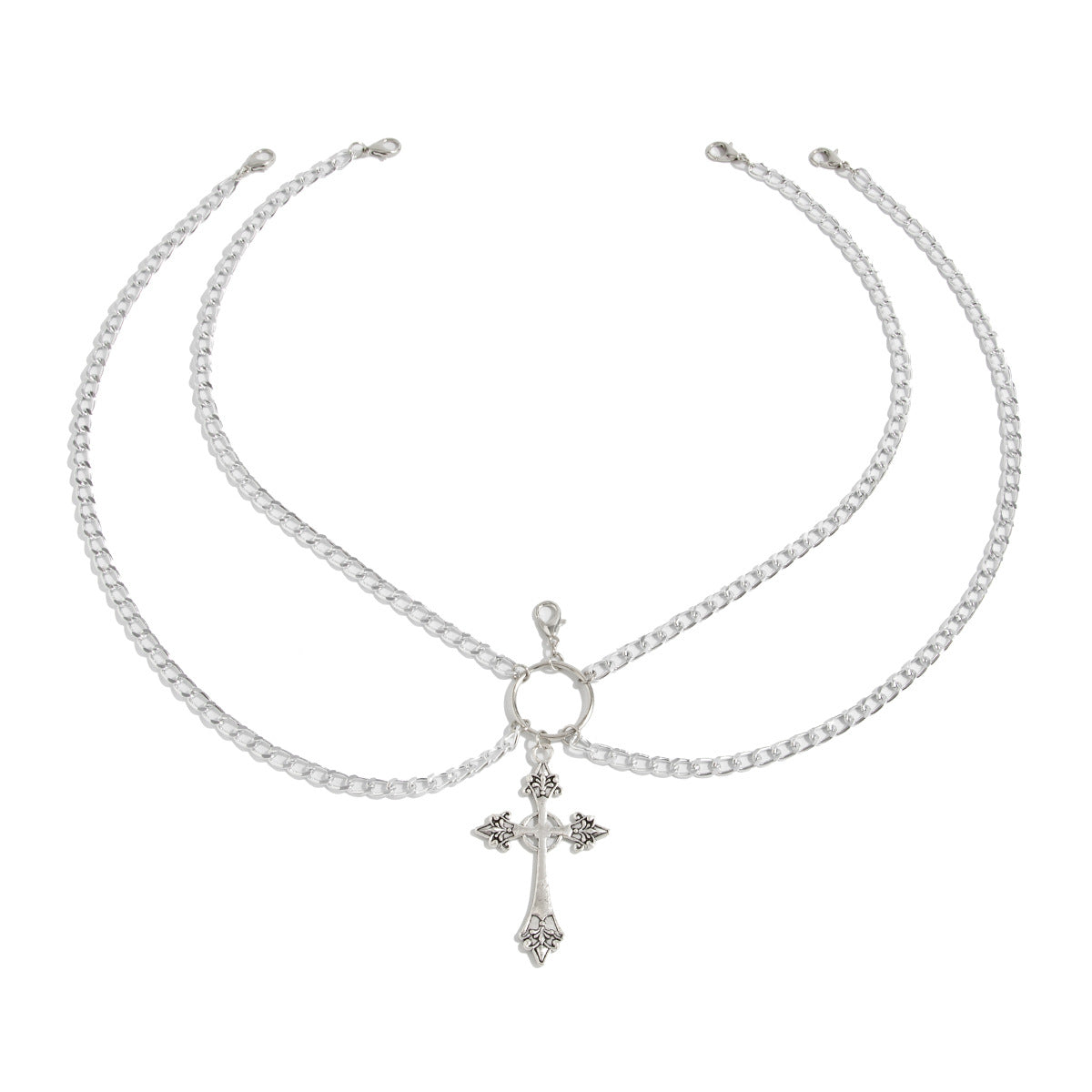 Gothic Cross Body Chain Zinc Alloy Baking Varnish Waist Chain for Women