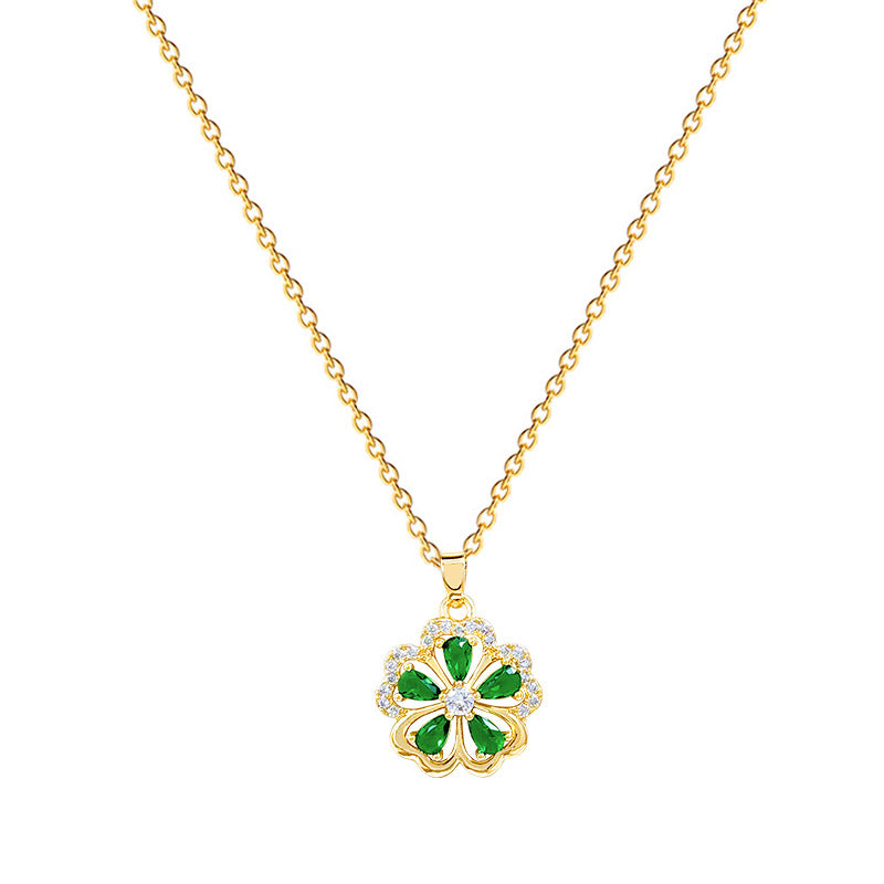 Elegante collar con colgante de flor de cinco pétalos para mujer, gargantilla delicada de acero inoxidable con detalles de diamantes de imitación