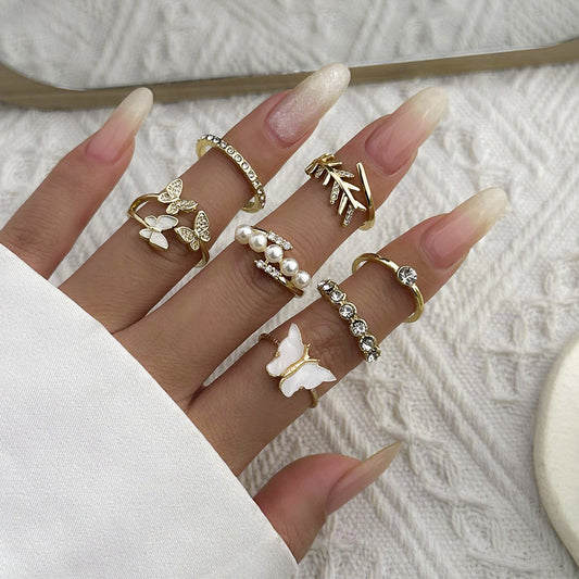 Butterfly Geometric Alloy Ring Minimalist Cute Women's Jewelry Gift for Travel Souvenir