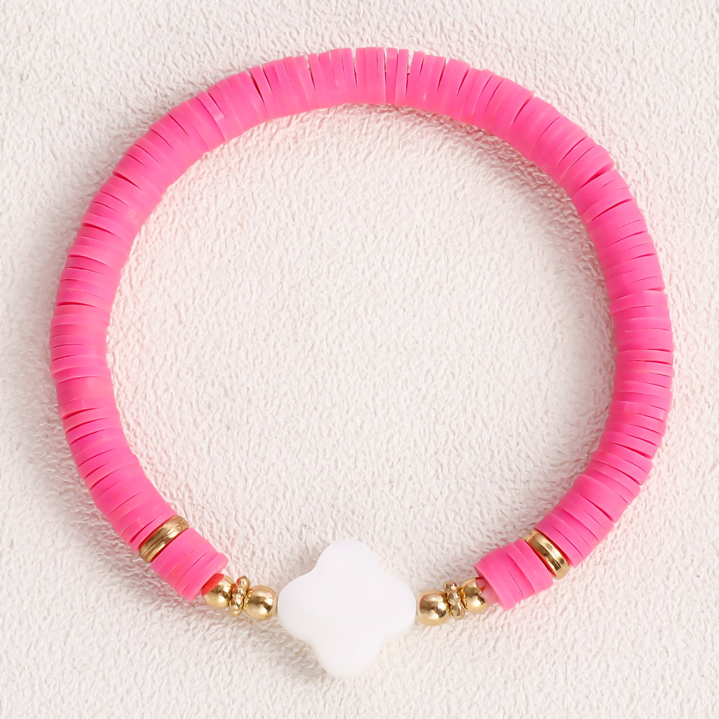 Minimalist Geometric Polymer Clay Heart Mother-of-Pearl Bracelet for Women with Plated Finish