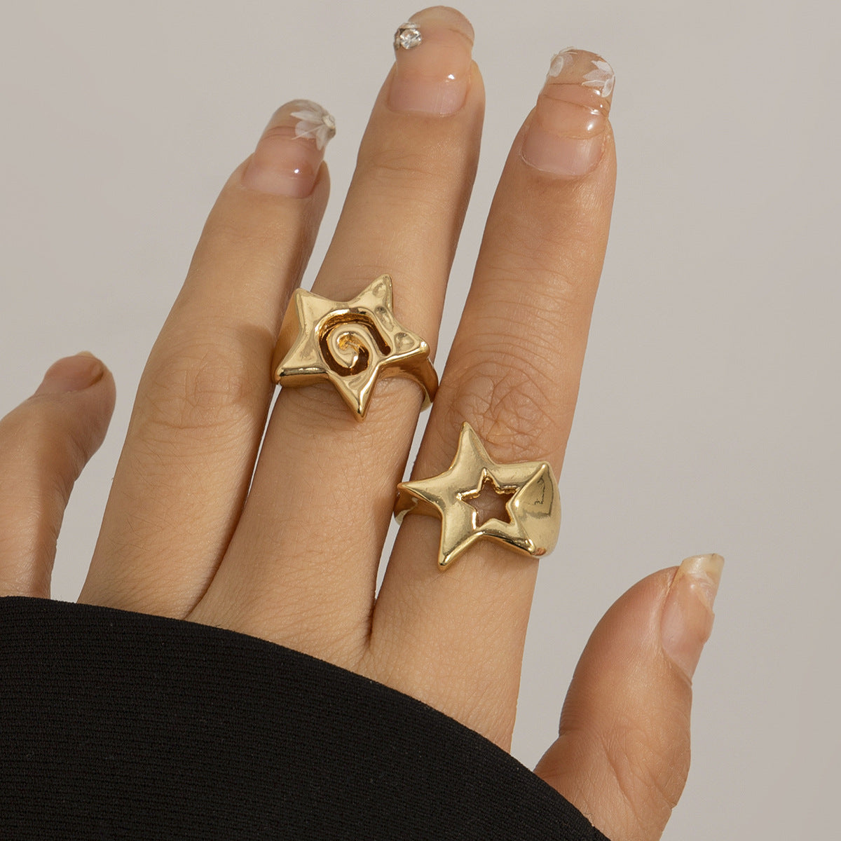 Minimalist Geometric Star Letter Alloy Plated Ring for Women