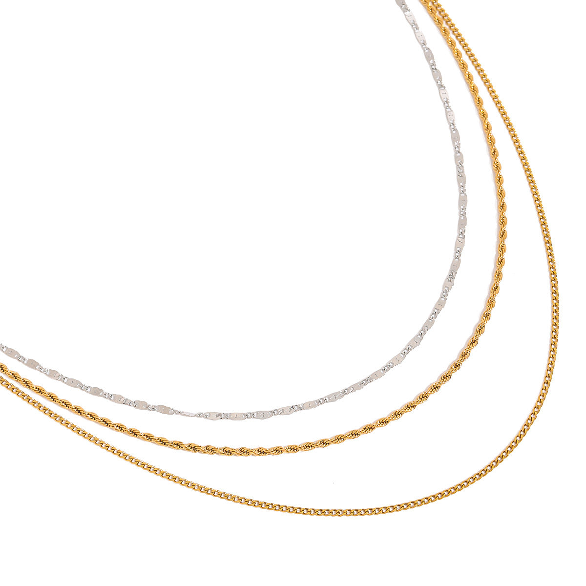 Collana da donna a più strati in acciaio inossidabile placcato con ciondolo geometrico in titanio