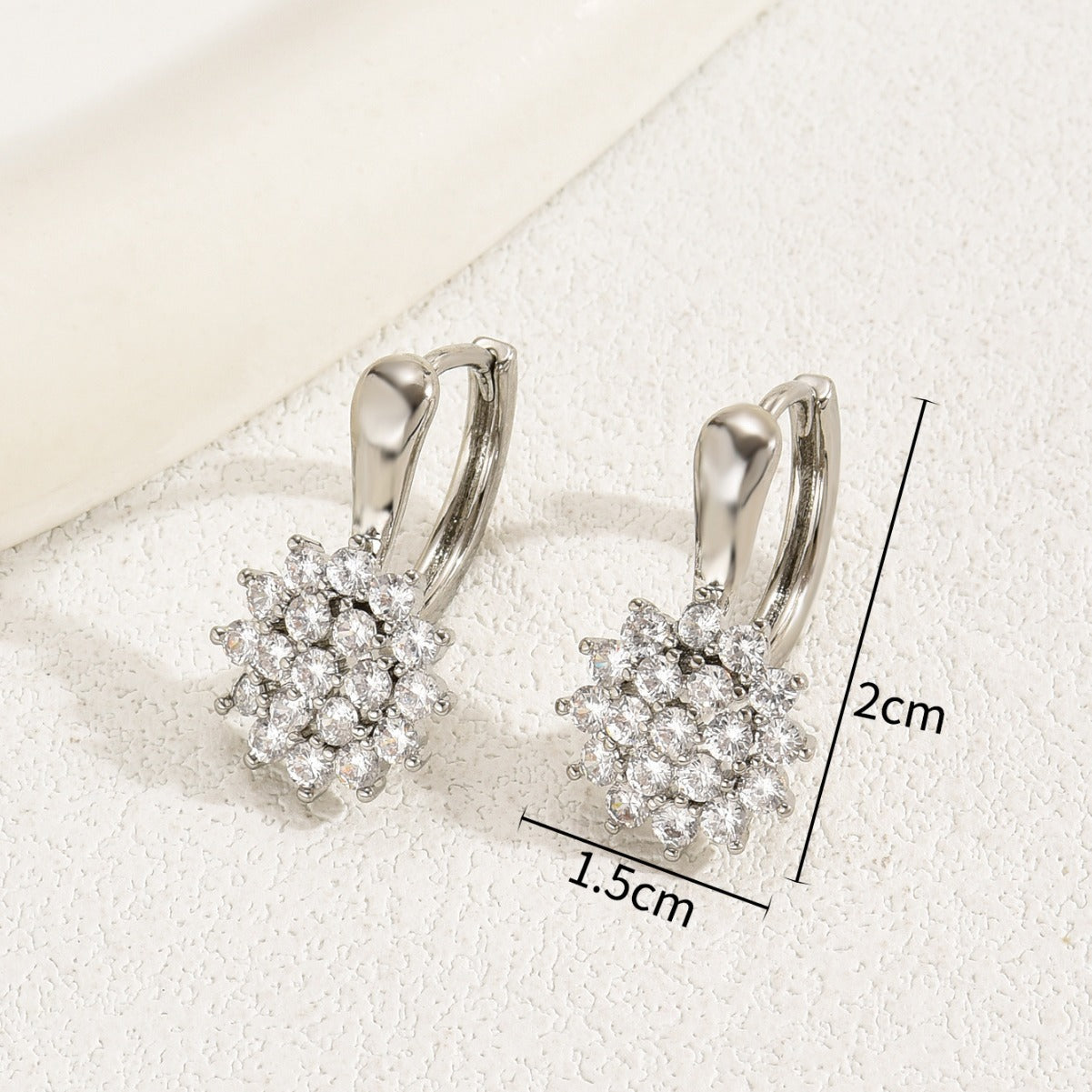 Minimalist Snowflake-Shaped Zircon-Set Copper Earrings for Women with Stainless Steel Posts