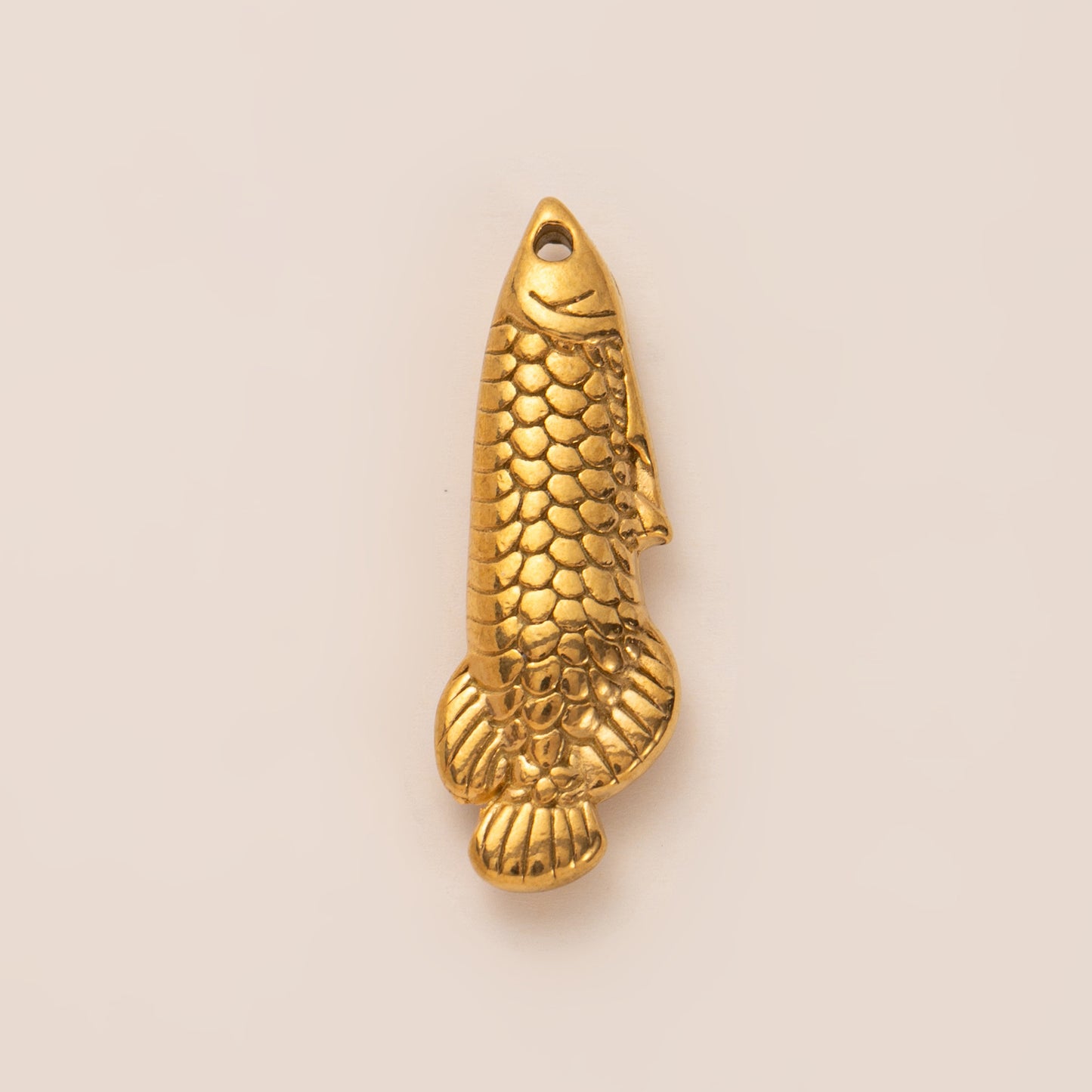 Vintage 18K Gold Plated Stainless Steel Fish Charm Bar Necklace for Unisex