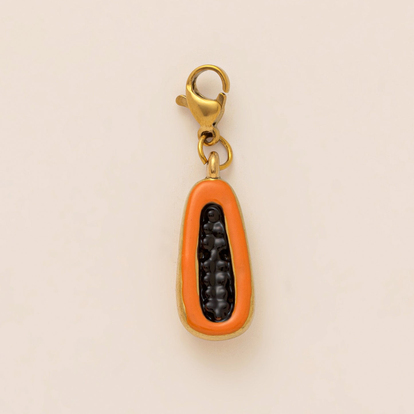 Colgante de barra chapado en oro de 18 quilates de acero titanio con diseño de fruta vintage, PVD, DIY